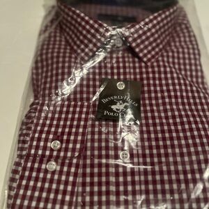 Beverly Hills Polo Club Men's Maroon Checkered Shirt